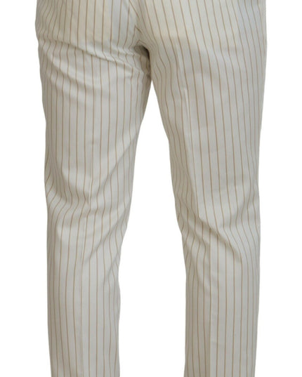 Dolce & Gabbana Off White Gold Striped Tuxedo Slim Fit Suit