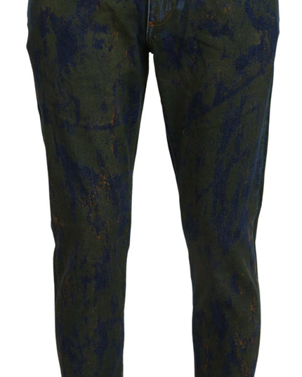 Dolce & Gabbana Blue Green Skinny Cotton Denim Jeans