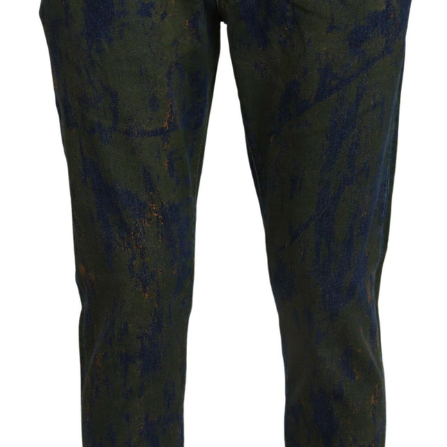 Dolce & Gabbana Blue Green Skinny Cotton Denim Jeans