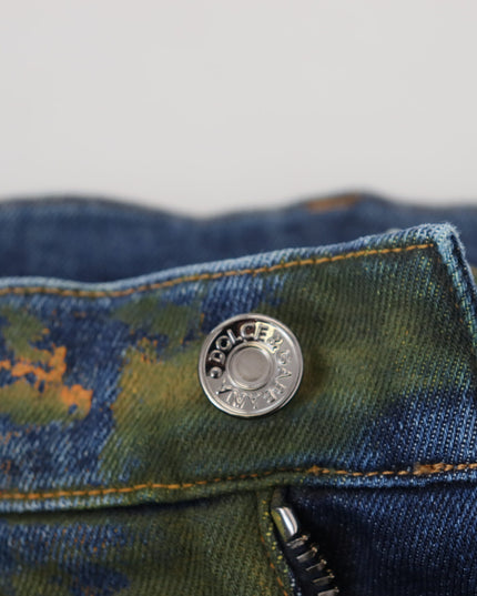 Dolce & Gabbana Blue Green Skinny Cotton Denim Jeans