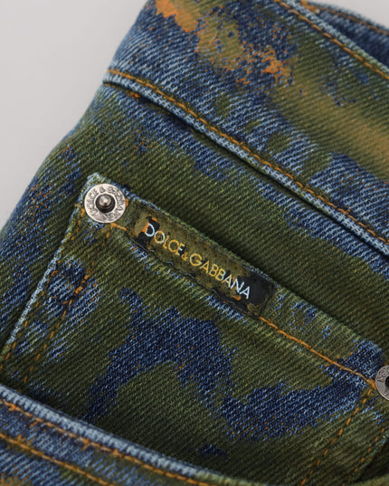 Dolce & Gabbana Blue Green Skinny Cotton Denim Jeans
