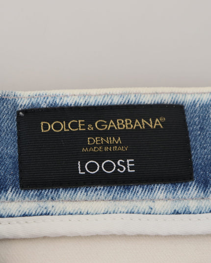 Dolce & Gabbana Blue Ceasar Denim Cotton Loose Fit Jeans