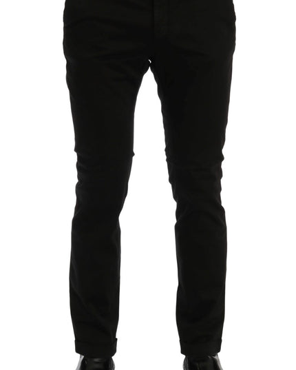 Costume National Black Slim Fit Cotton Stretch Pants