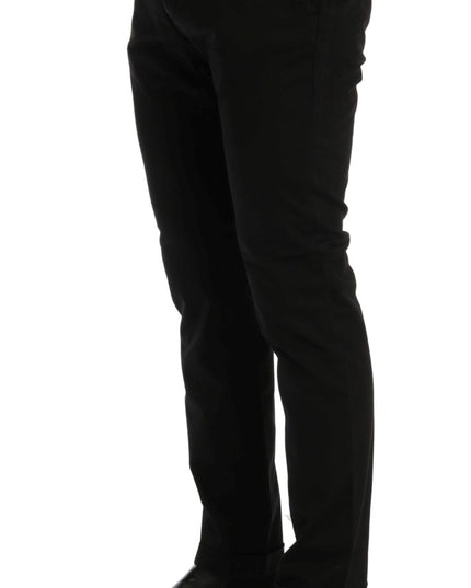 Costume National Black Slim Fit Cotton Stretch Pants
