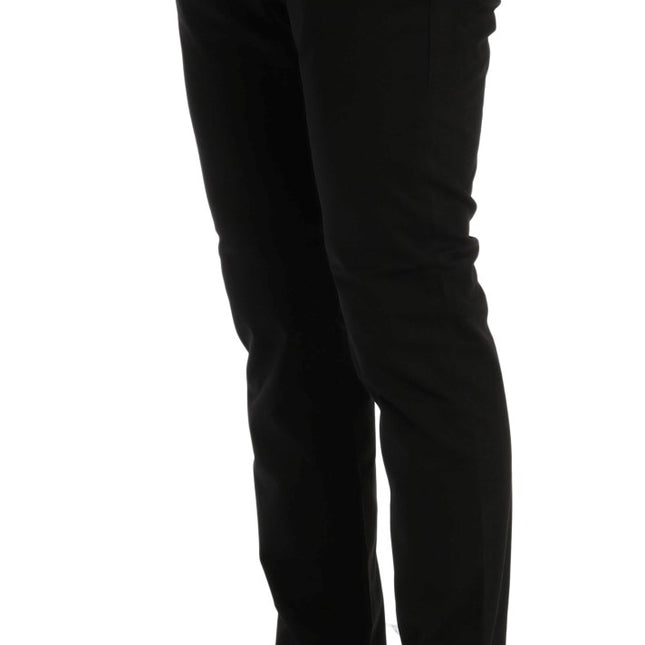 Costume National Black Slim Fit Cotton Stretch Pants