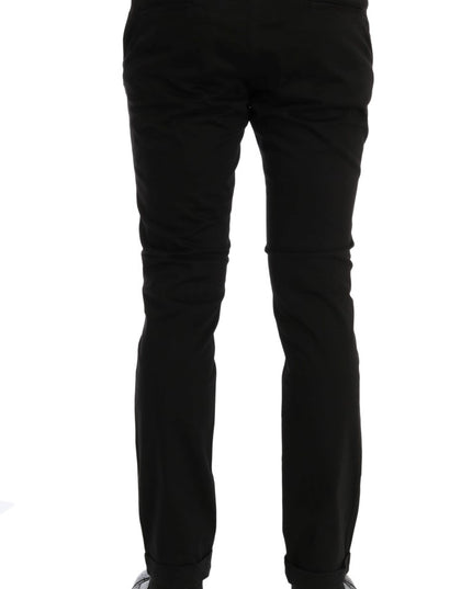 Costume National Black Slim Fit Cotton Stretch Pants