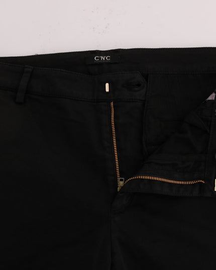 Costume National Black Slim Fit Cotton Stretch Pants