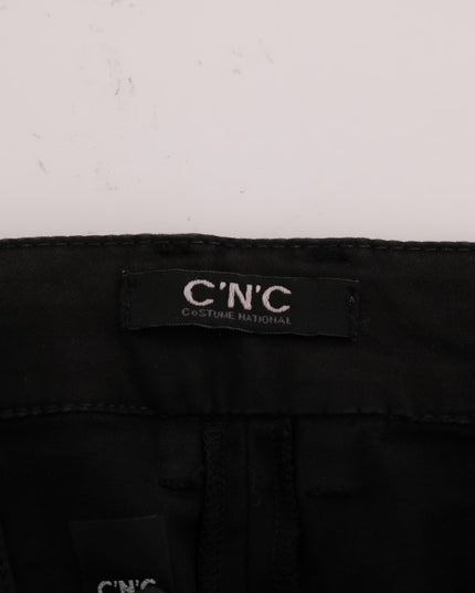 Costume National Black Slim Fit Cotton Stretch Pants
