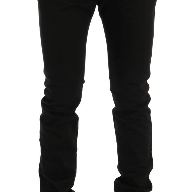 GF Ferre Black Cotton Stretch Chinos Pants