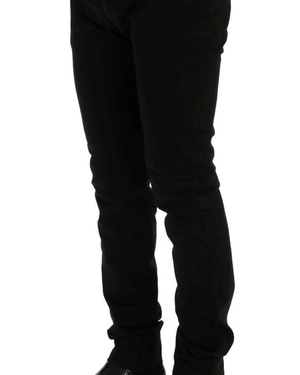 GF Ferre Black Cotton Stretch Chinos Pants