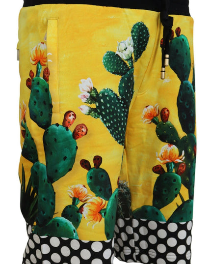 Dolce & Gabbana Multicolor Cactus Print Cotton Sweat Shorts