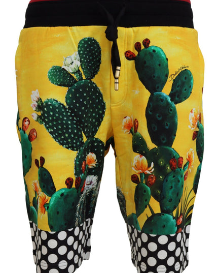 Dolce & Gabbana Multicolor Cactus Print Cotton Sweat Shorts
