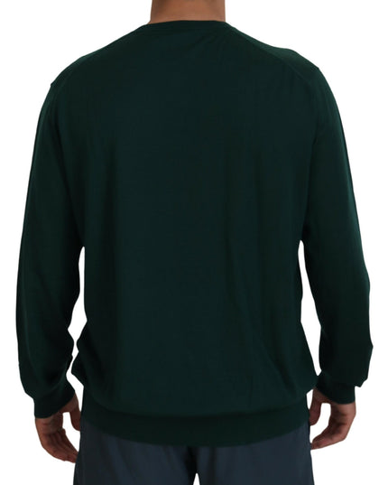 Dolce & Gabbana Green Cashmere V-neck Pullover Sweater
