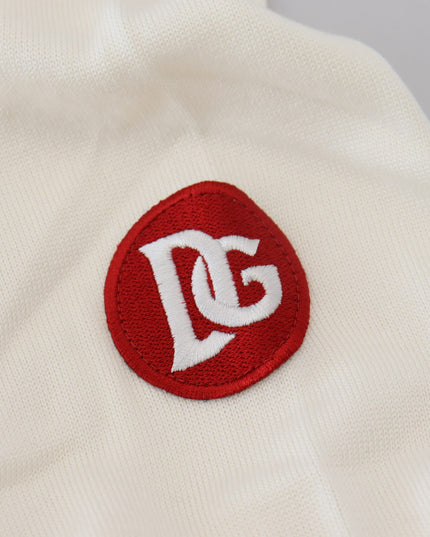 Dolce & Gabbana White Red Knitted V-neck Pullover Sweater