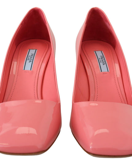 Prada Pink Patent Leather Block Heels Pumps Classic
