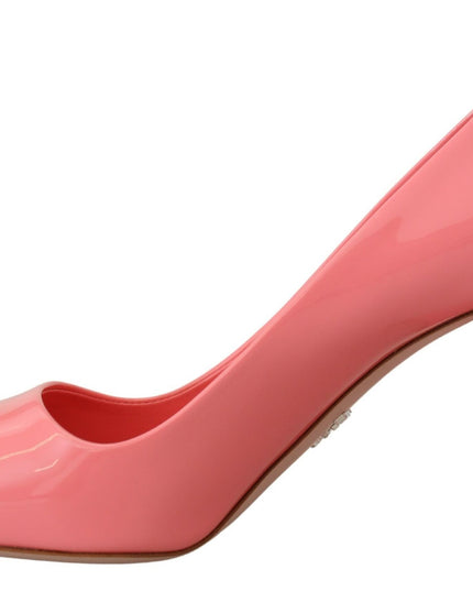 Prada Pink Patent Leather Block Heels Pumps Classic