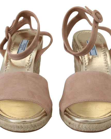 Prada Pink Suede Leather Ankle Strap Sandals