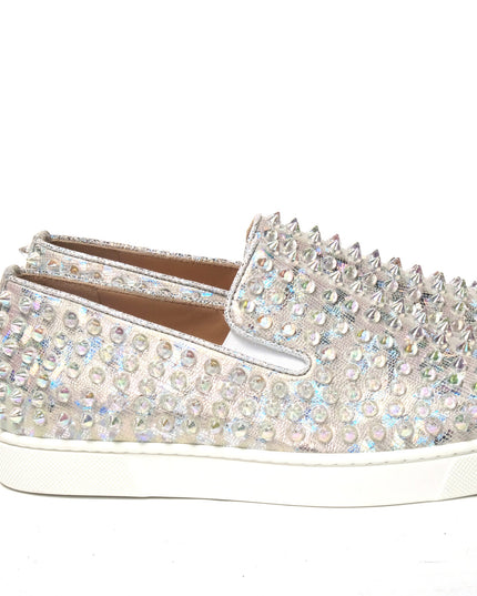 Christian Louboutin White Ab/Clear Ab Roller Boat Woman Flat Sneaker