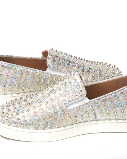 Christian Louboutin White Ab/Clear Ab Roller Boat Woman Flat Sneaker