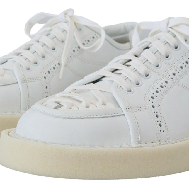 Dolce & Gabbana White Leather Low Top Oxford Sneakers Casual Shoes
