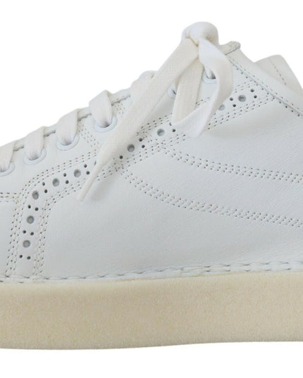 Dolce & Gabbana White Leather Low Top Oxford Sneakers Casual Shoes