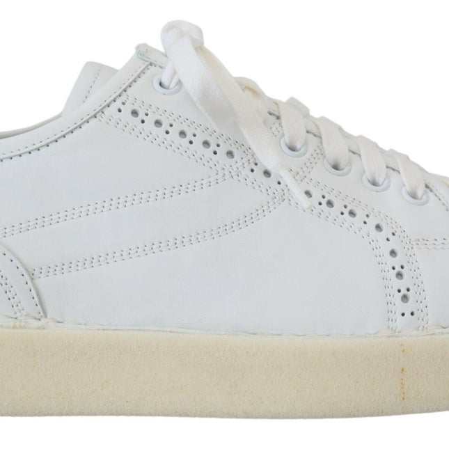 Dolce & Gabbana White Leather Low Top Oxford Sneakers Casual Shoes