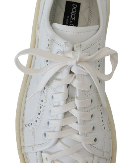 Dolce & Gabbana White Leather Low Top Oxford Sneakers Casual Shoes