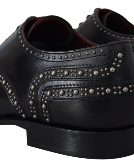 Dolce & Gabbana Black Leather Derby Dress Studded Shoes