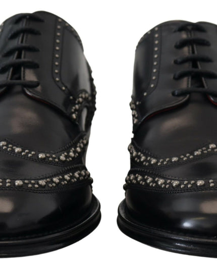 Dolce & Gabbana Black Leather Derby Dress Studded Shoes