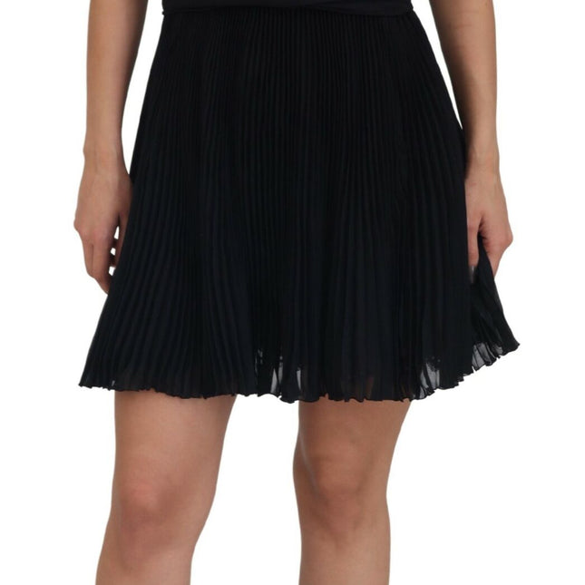 Dolce & Gabbana Black Lace Trim A-line Mini Nylon Dress