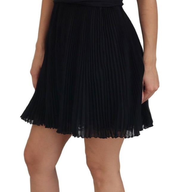 Dolce & Gabbana Black Lace Trim A-line Mini Nylon Dress