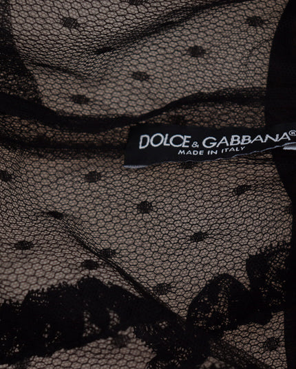 Dolce & Gabbana Black Lace Trim A-line Mini Nylon Dress