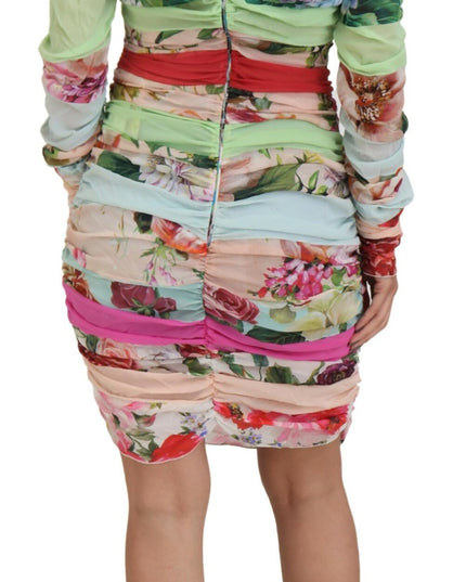 Dolce & Gabbana Multicolor Silk Floral Bodycon Sheath Dress