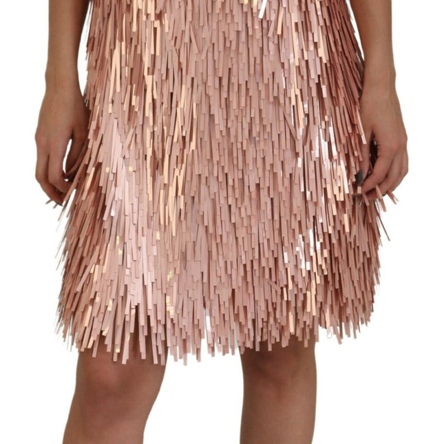 Dolce & Gabbana Pink Tinsel Sleeveless Shift A-line Dress