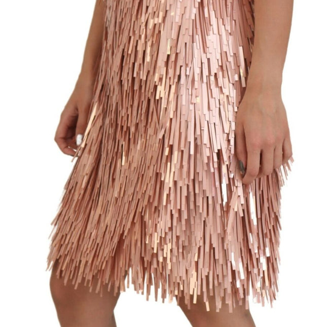 Dolce & Gabbana Pink Tinsel Sleeveless Shift A-line Dress