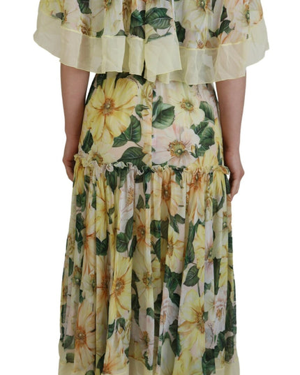 Dolce & Gabbana Multicolor Silk Floral Print Long Maxi Dress