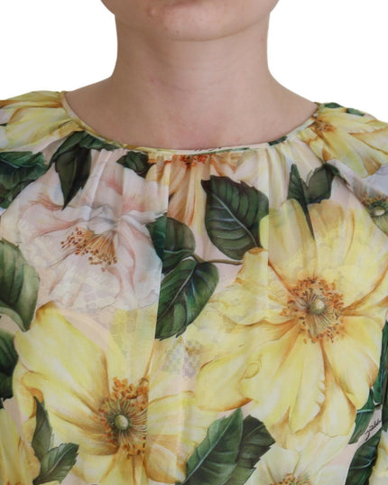 Dolce & Gabbana Multicolor Silk Floral Print Long Maxi Dress