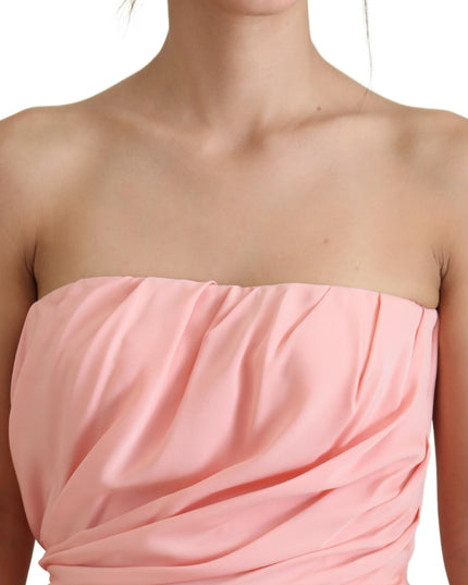 Dolce & Gabbana Pink Silk Stretch Strapless Sheath Dress
