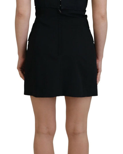Dolce & Gabbana Black Fit Wool Stretch Sheath Mini Dress