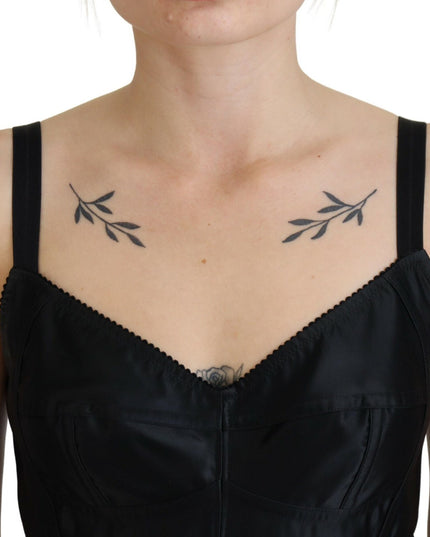 Dolce & Gabbana Black Fit Wool Stretch Sheath Mini Dress