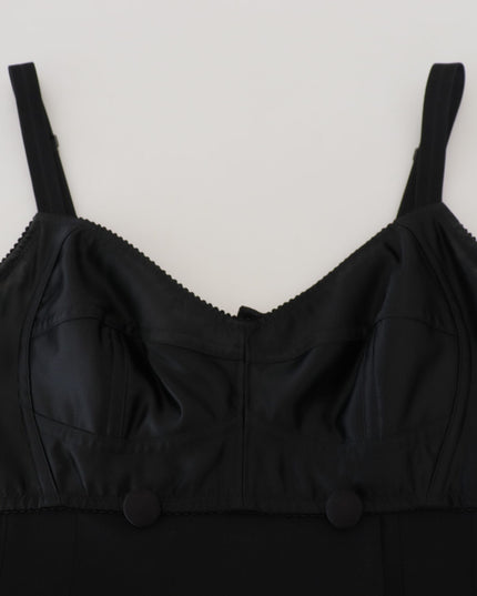 Dolce & Gabbana Black Fit Wool Stretch Sheath Mini Dress
