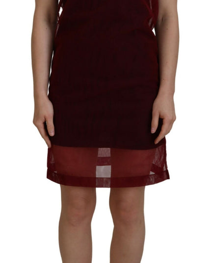 Dolce & Gabbana Maroon Nylon Two Layer Shift Mini Dress