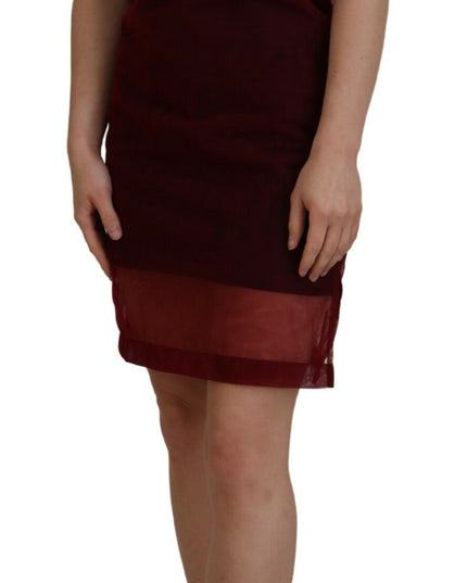 Dolce & Gabbana Maroon Nylon Two Layer Shift Mini Dress