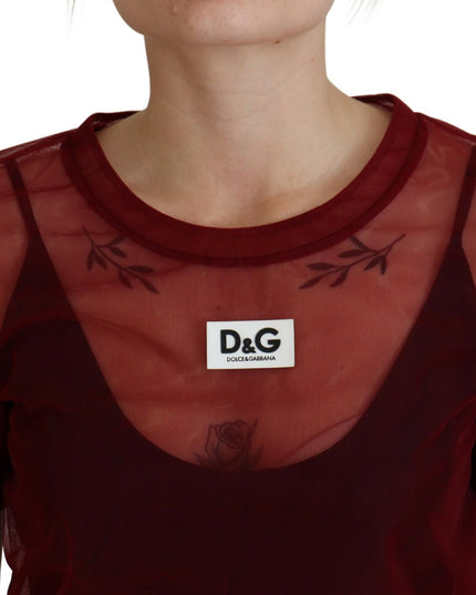 Dolce & Gabbana Maroon Nylon Two Layer Shift Mini Dress