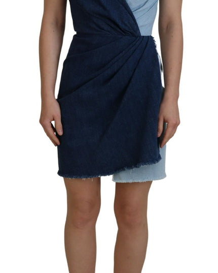Dolce & Gabbana Two Tone Blue Patchwork Denim Mini Dress