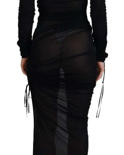 Dolce & Gabbana Black Viscose Bodycon Sheath Midi Dress