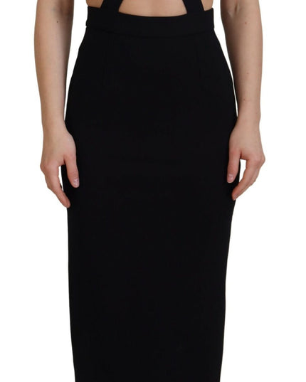 Dolce & Gabbana Black Viscose Bodycon Sheath Midi Dress