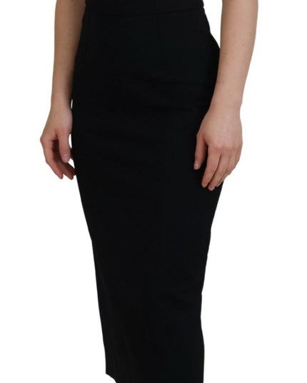 Dolce & Gabbana Black Viscose Bodycon Sheath Midi Dress