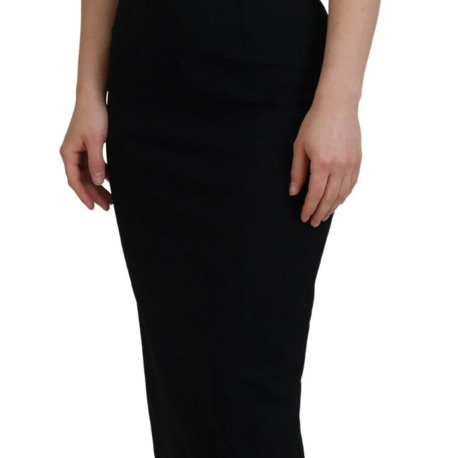 Dolce & Gabbana Black Viscose Bodycon Sheath Midi Dress