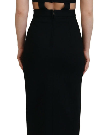 Dolce & Gabbana Black Viscose Bodycon Sheath Midi Dress
